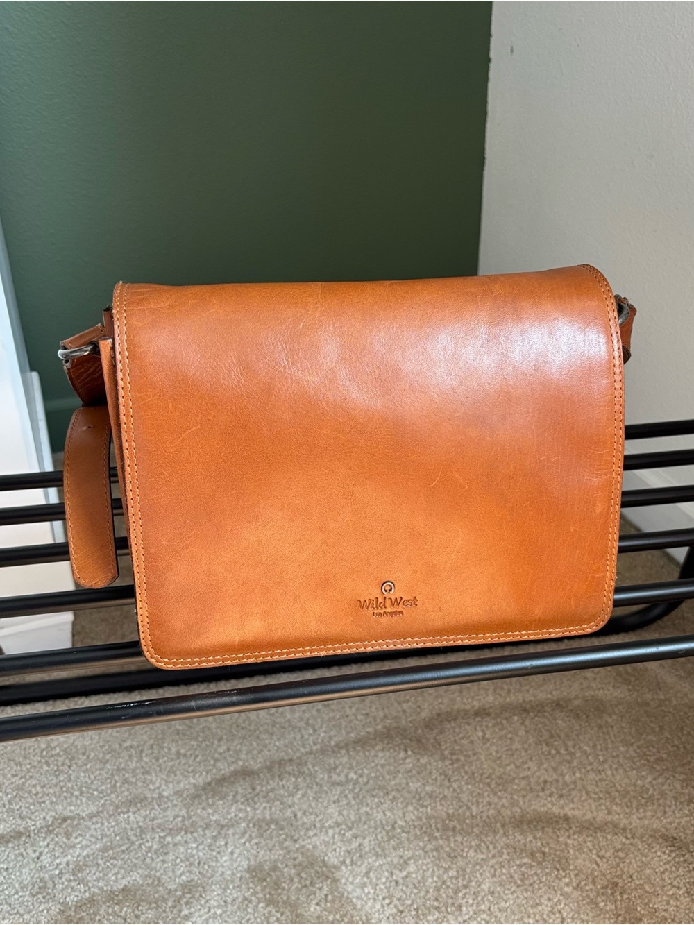 Tan Leather Messenger Bag